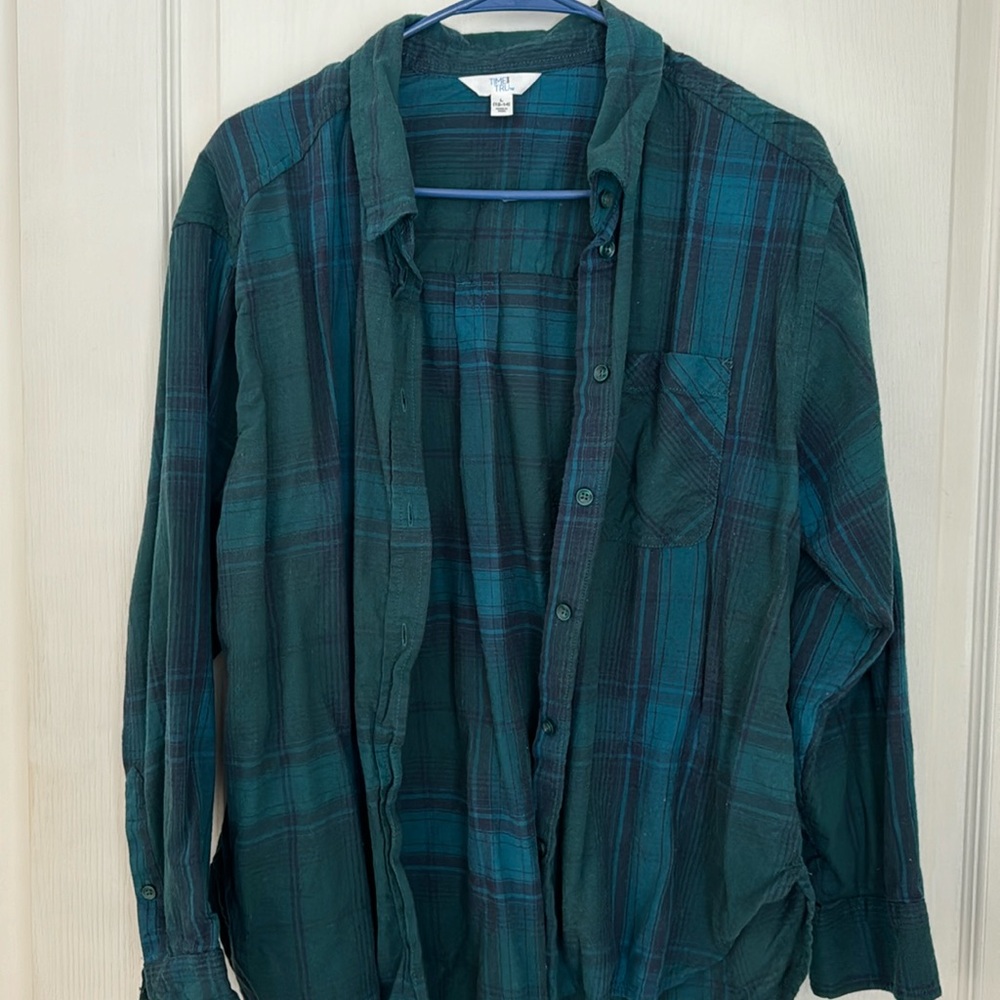 Women’s blue and green shirt